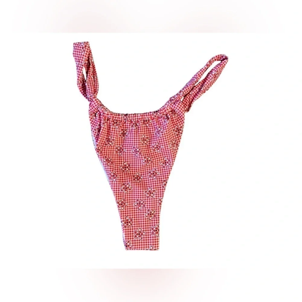 Frankie’s Bikinis x Pink Ladybug Lane Bikini Bottom Plaid XL NWT